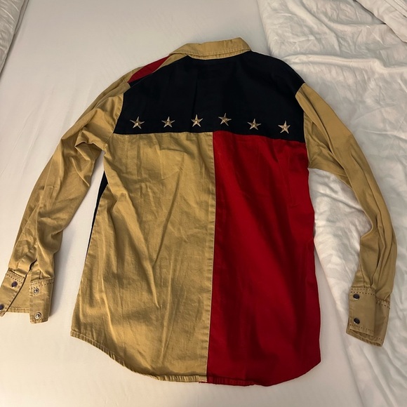 Scully Mens Antique Tan Stars and Stripes Western Shirt button down pearl snaps - Picture 7 of 9